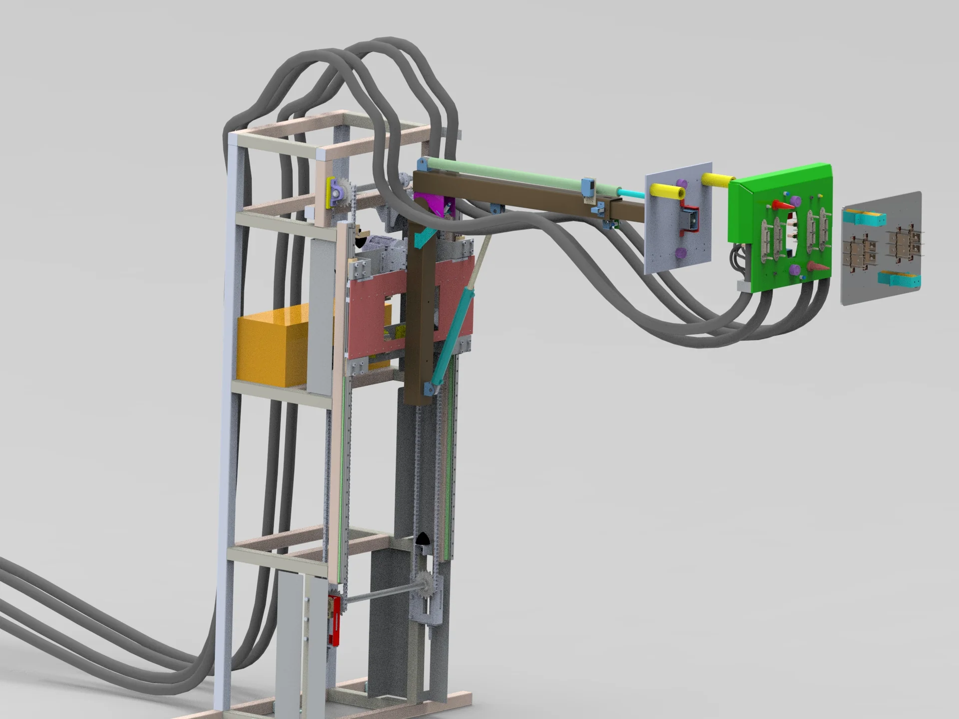 REGBES autonomous charging interface with arm fully extended — alignment phase