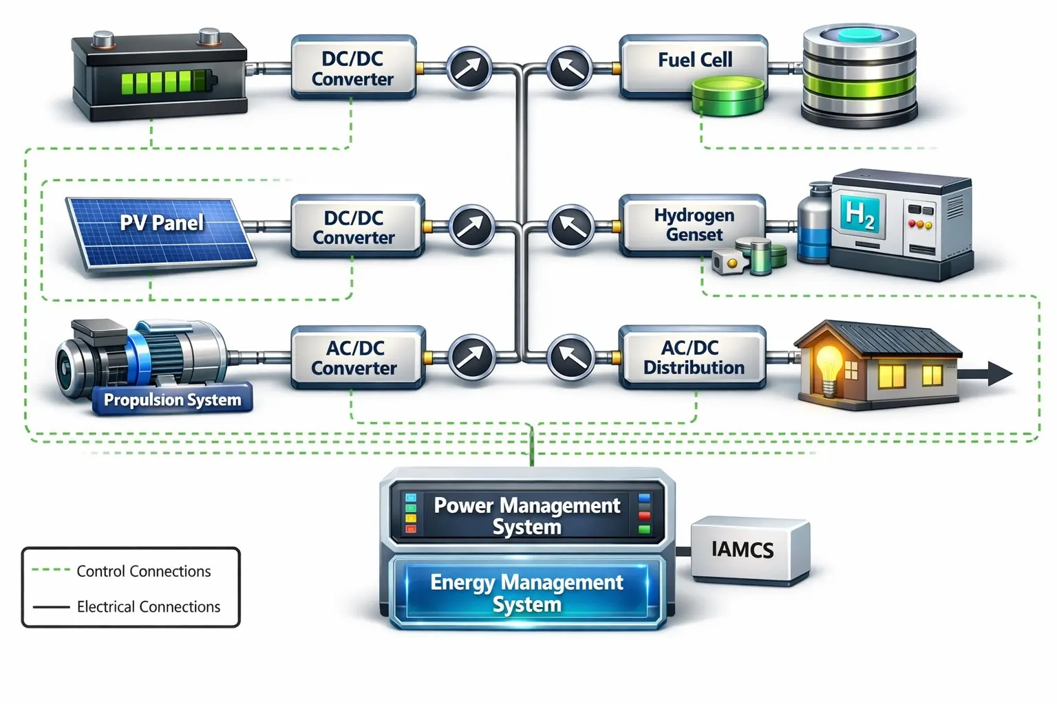 REGBES EMS PMS vessel power architecture — Hy2FISH project