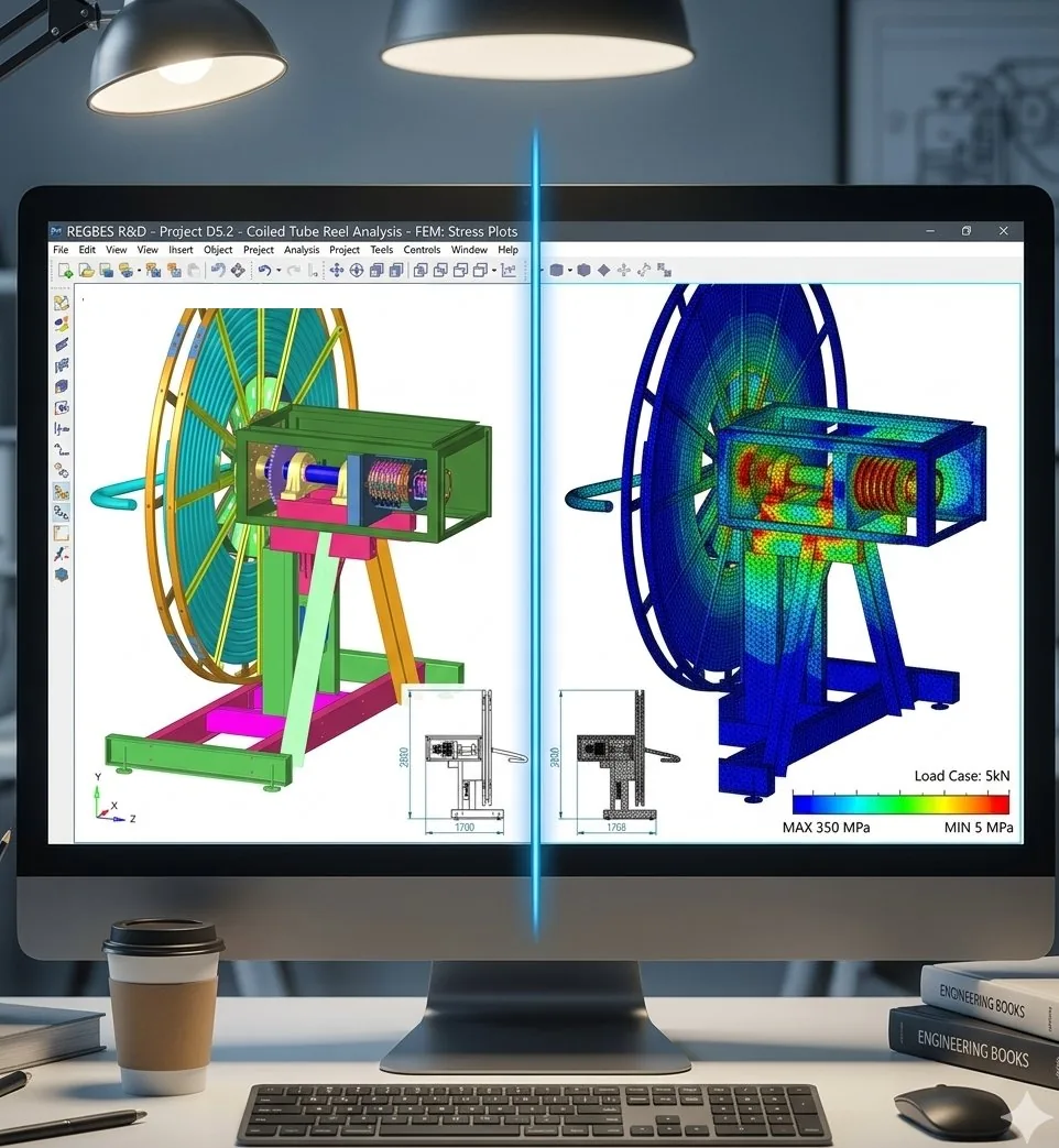 REGBES R&D — FEM stress analysis, cable reel structural design